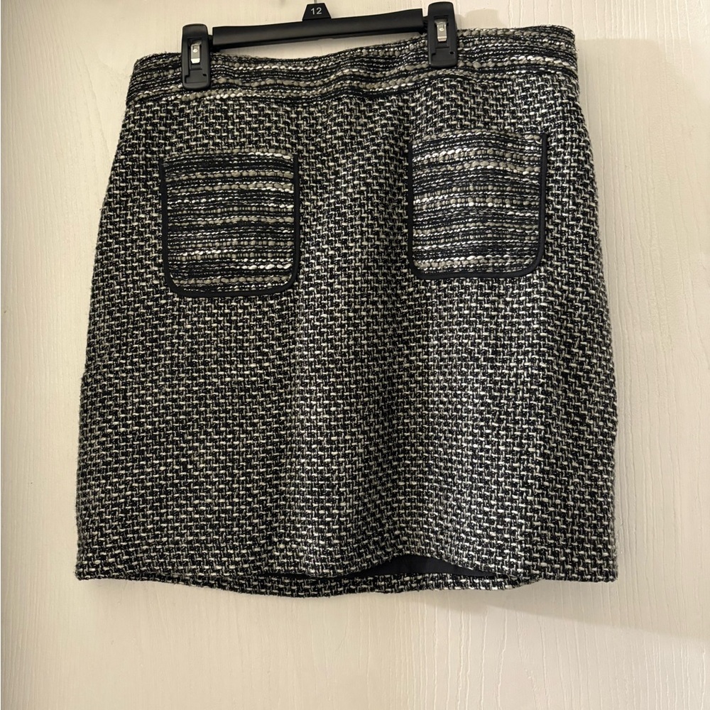 Elegant Black and White Tweed Skirt